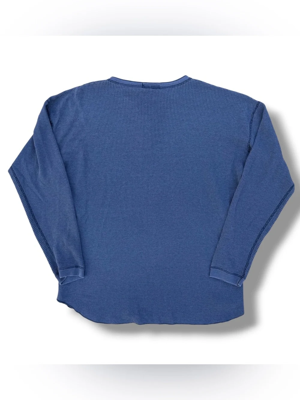 Vintage 90s St. Johns Bay Henley Waffle Knit Thermal Shirt Blue Size XL